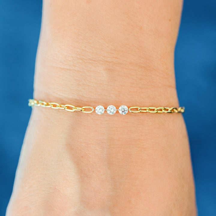 18K Yellow Gold Diamond Chain Bracelet