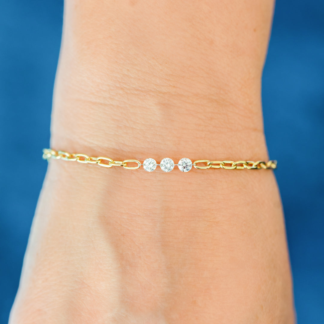 18K Yellow Gold Diamond Chain Bracelet