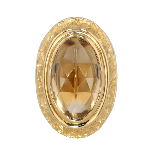 18K Yellow Gold El Dorado Hand Engraved Citrine Ring