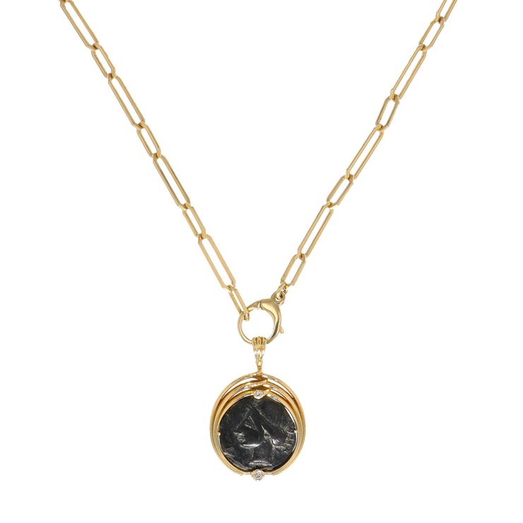 18K Yellow Gold Iberia Greek Coin Pendant