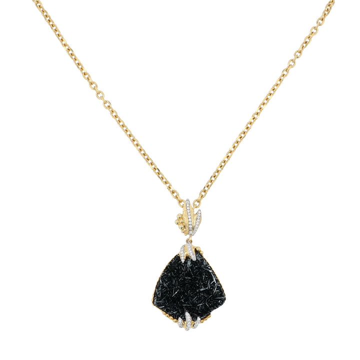 18K Yellow Gold,  Hematite and Diamond Necklace