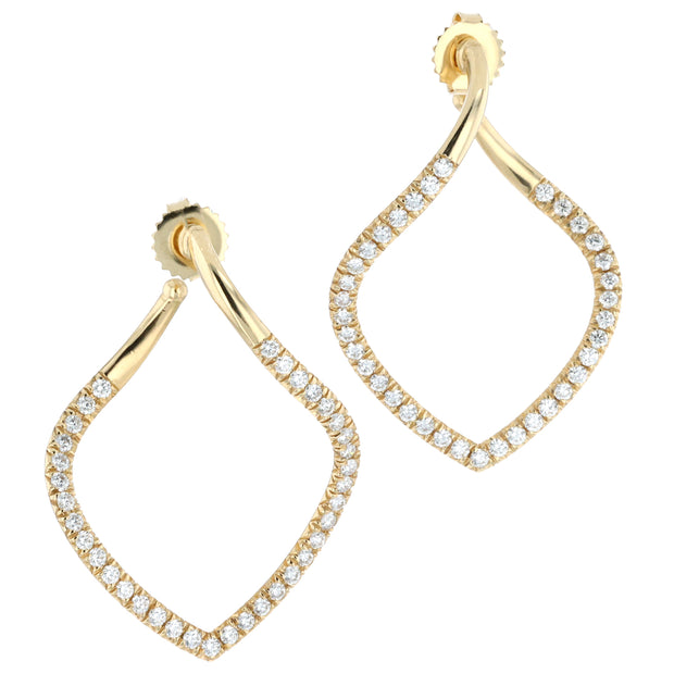 18K Yellow Gold Large Willow Diamond Hoop Earrings
