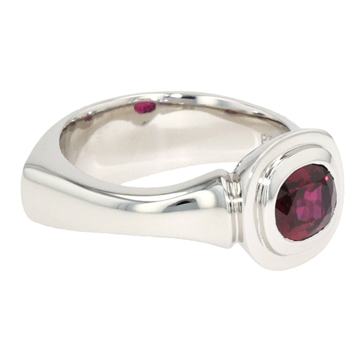 Platinum Oval Thai Ruby and Diamond Ring