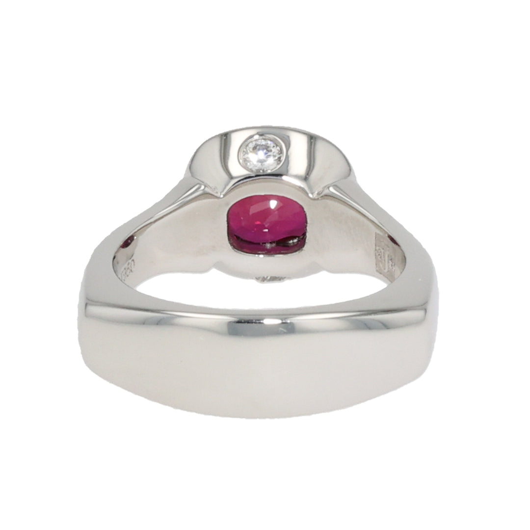 Platinum Oval Thai Ruby and Diamond Ring