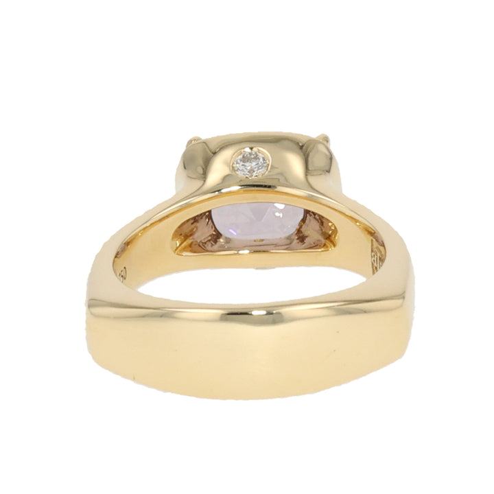 18K Yellow Gold Cushion Lavender Spinel and Diamond Ring