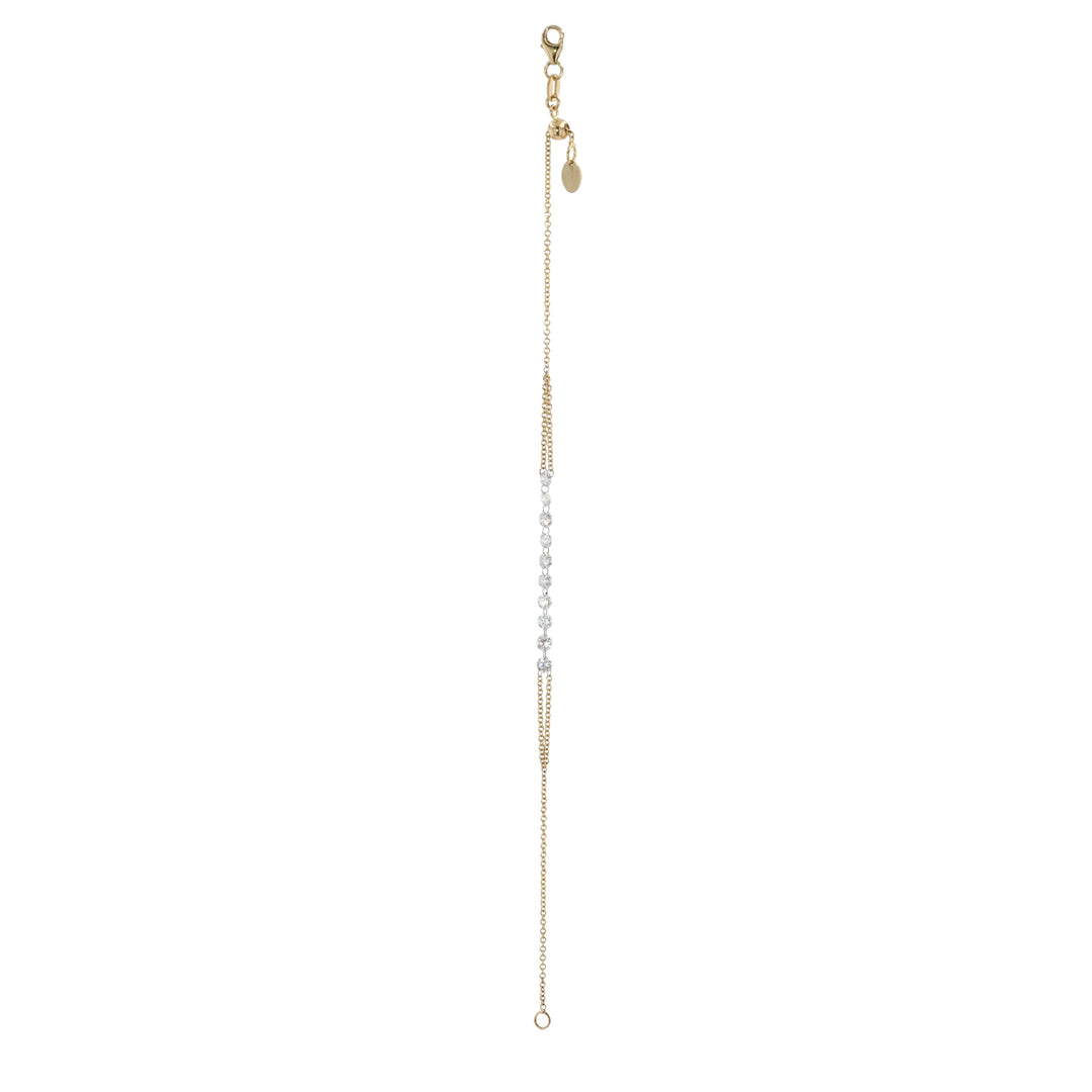 18K Yellow Gold Bracelet with 10 Floating Diamonds