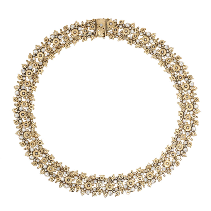 18K Yellow Gold Diamond Lace Necklace