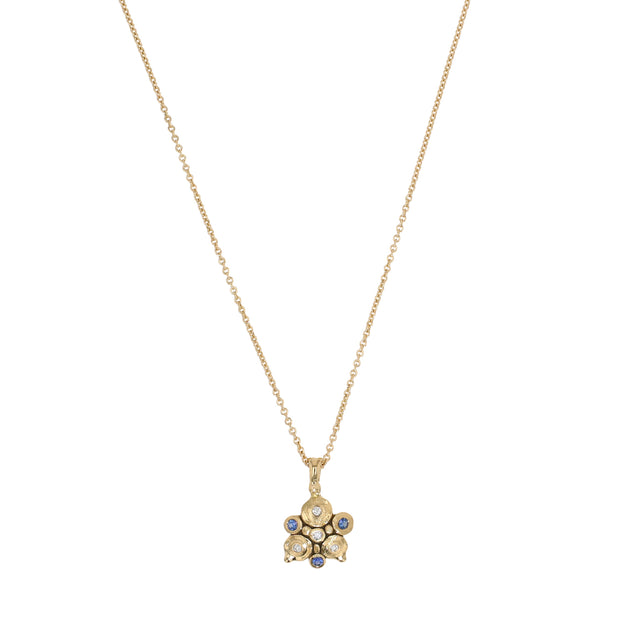 18K Yellow Gold Night Moth Sapphire and Diamond Necklace