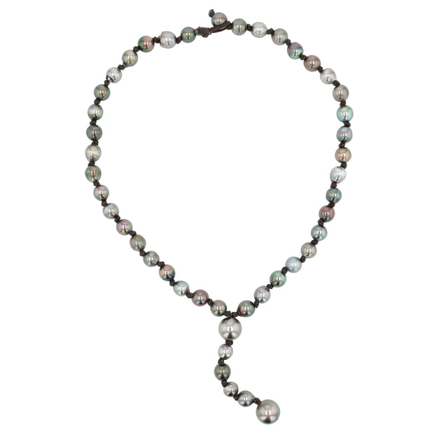 Oceana Tahitian Pearl and Leather Necklace