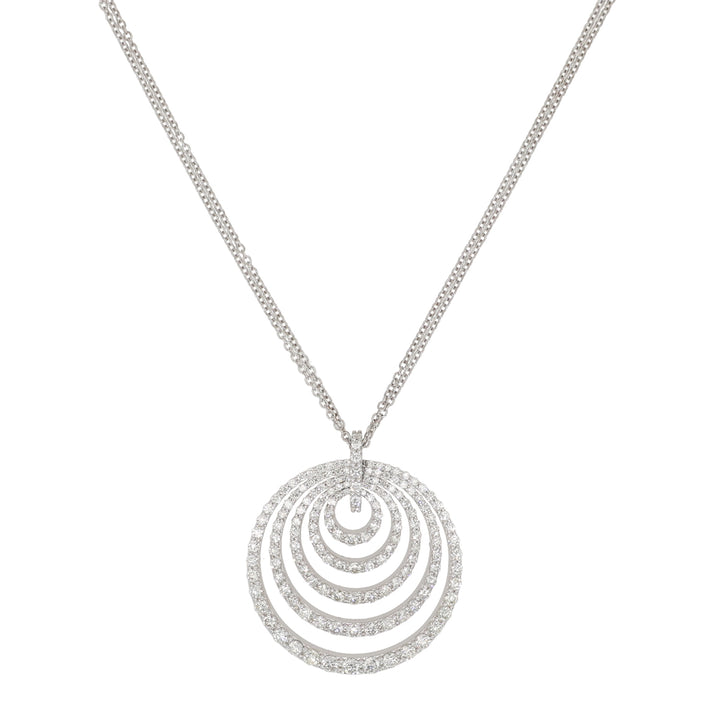 18K White Gold Diamond Spiral Pendant Necklace