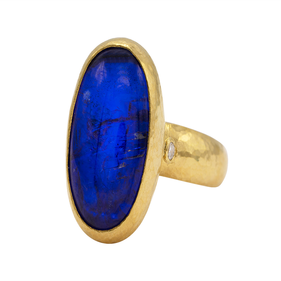 22K Yellow Gold Rune Tanzanite and Diamond Ring