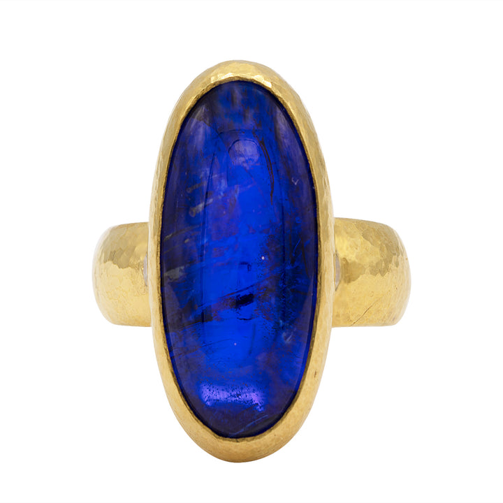 22K Yellow Gold Rune Tanzanite and Diamond Ring