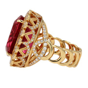 18K Rose Gold Rubellite and Diamond Ring