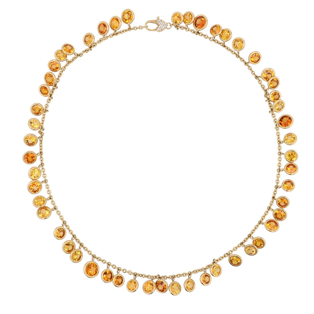18K Yellow Gold Orange Sapphire Necklace