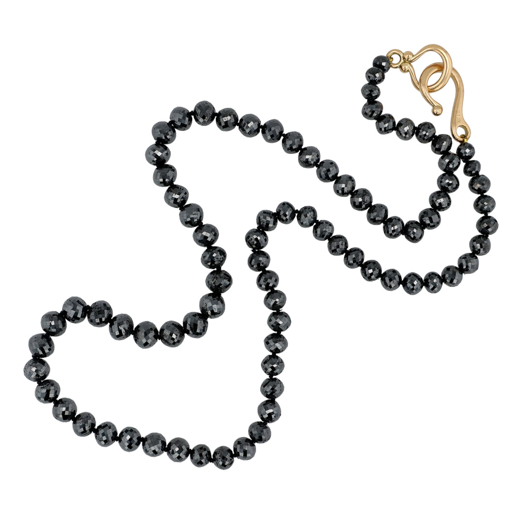 18K Yellow Gold Black Diamond Bead Necklace