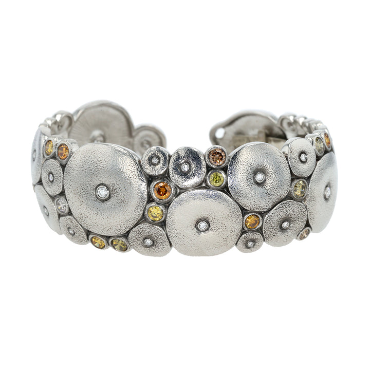 Platinum "Orchard" Cuff Bracelet with Natural Color and White Diamonds