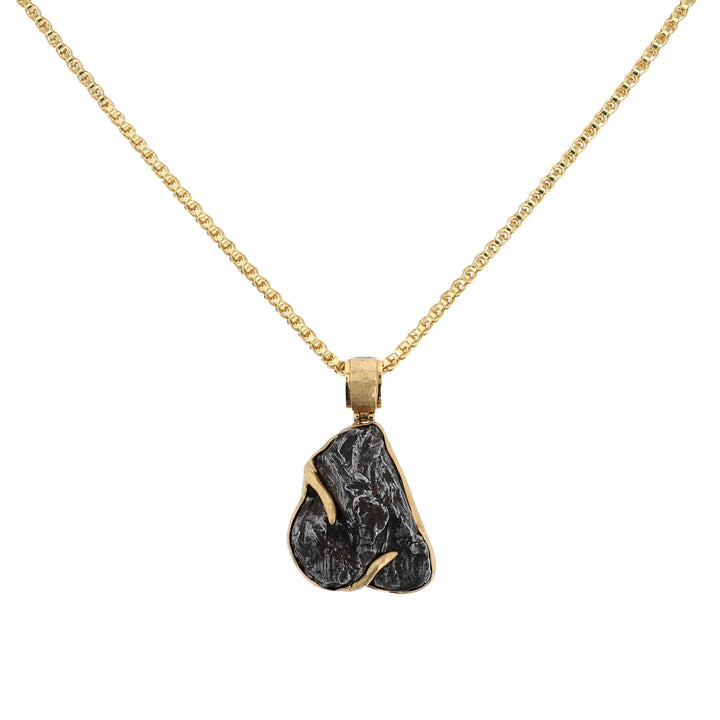 18K Yellow Gold Noir Authentic Sikhote-Alin Meteorite Pendant