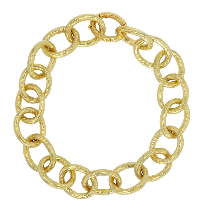 18K Yellow Gold Medium Hammered Link Bracelet