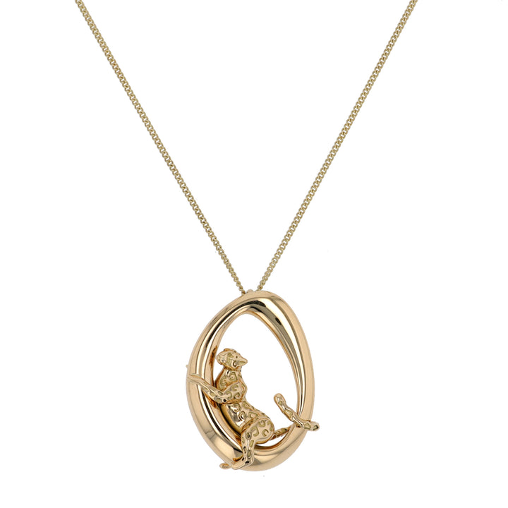 18K Yellow Gold Jaguar Pendant Necklace