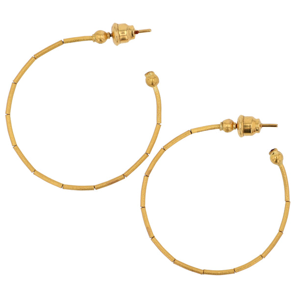 24K Yellow Gold Rain Hoop Earrings