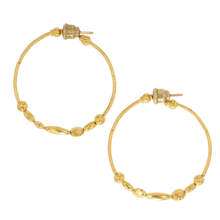 24K Yellow Gold Spring Hoop Earrings