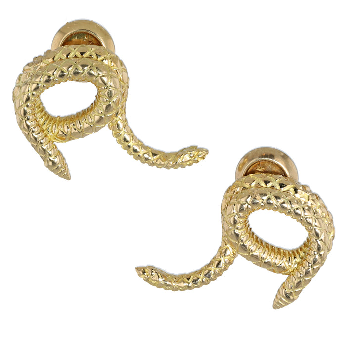 18K Yellow Gold Snake Earrings