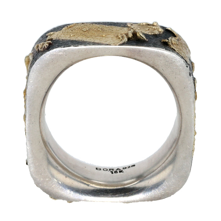 18K Yellow Gold and Sterling Silver Ring