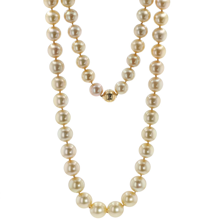 18K Yellow Gold Golden South Sea Pearl Strand