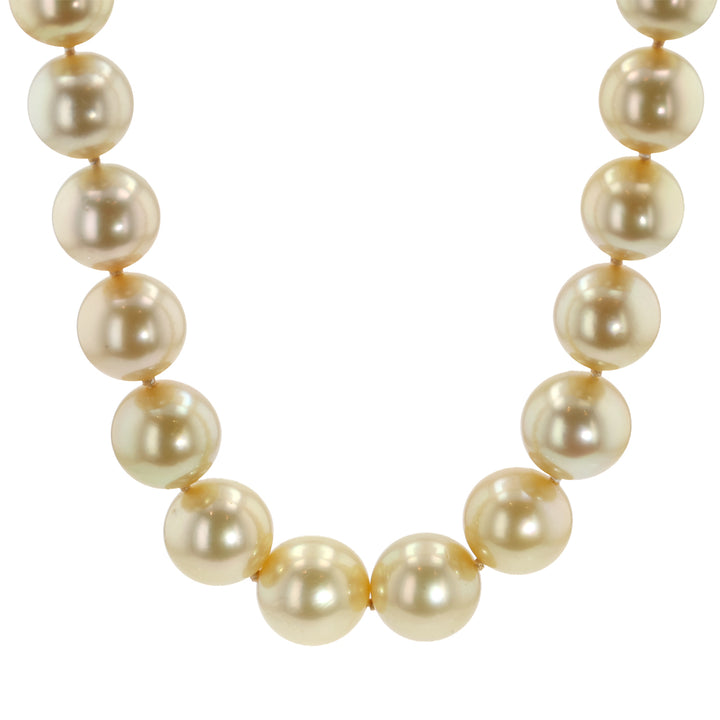 18K Yellow Gold Golden South Sea Pearl Strand