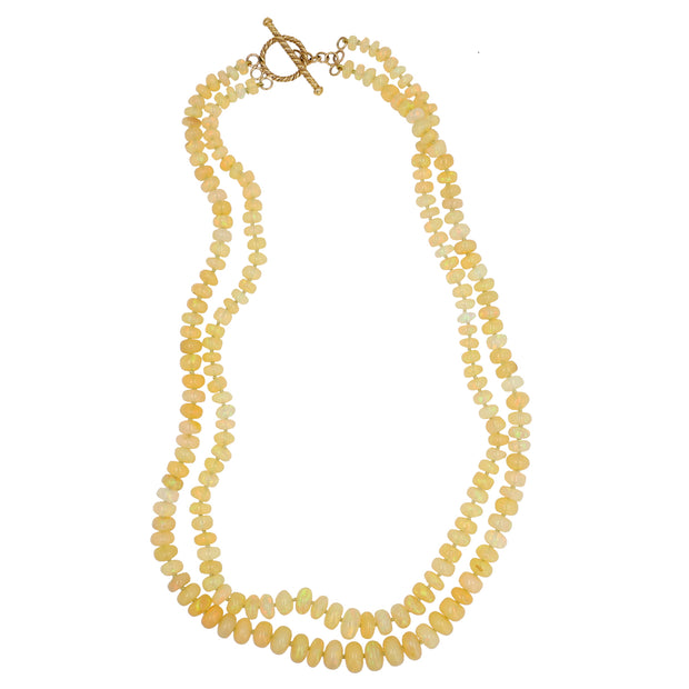 18K Yellow Gold Ethiopian Opal Bead Necklace