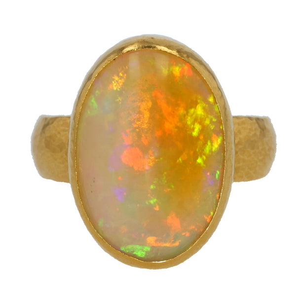 24K Yellow Gold Oval Ethiopian Opal Ring