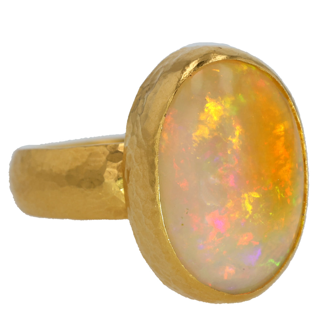 24K Yellow Gold Oval Ethiopian Opal Ring