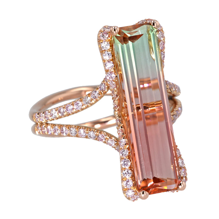 18K Rose Gold Bi Color Tourmaline and Argyle Pink Diamond Ring