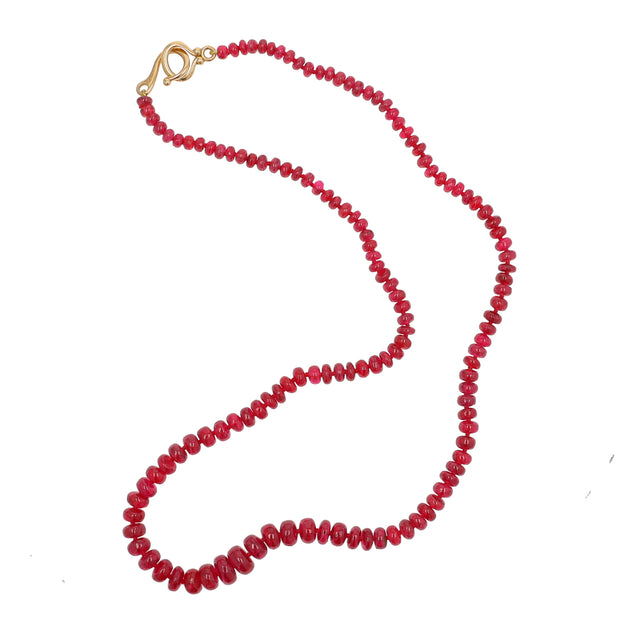 18K Yellow Gold Red Spinel Bead Necklace