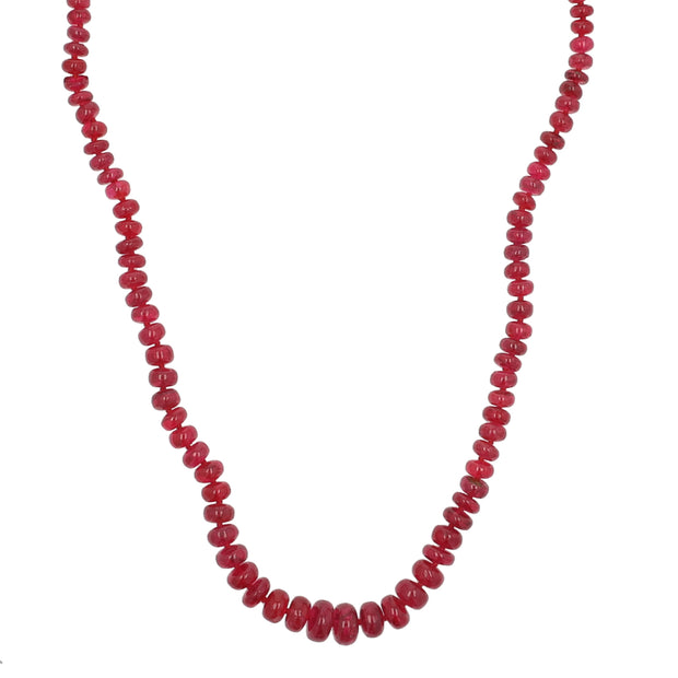 18K Yellow Gold Red Spinel Bead Necklace