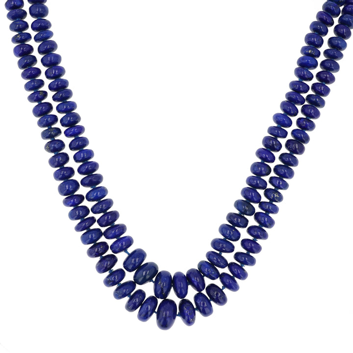 14K Yellow Gold Lapis Bead Necklace