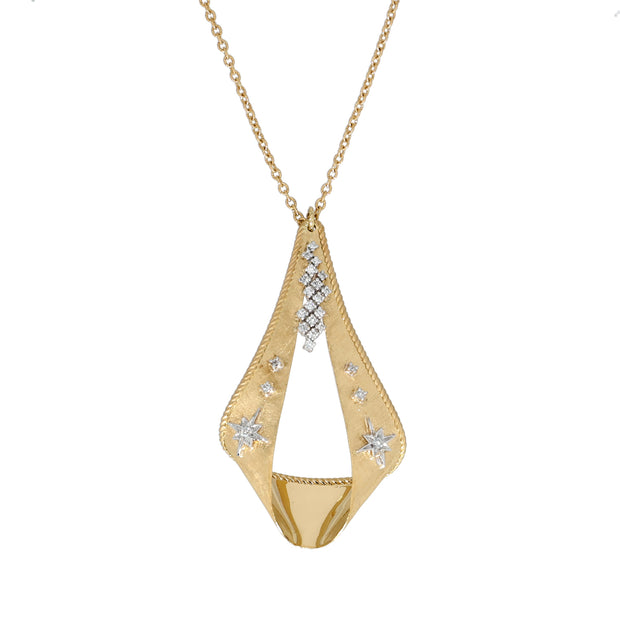 18K Yellow Gold Twisted Loop Diamond Necklace