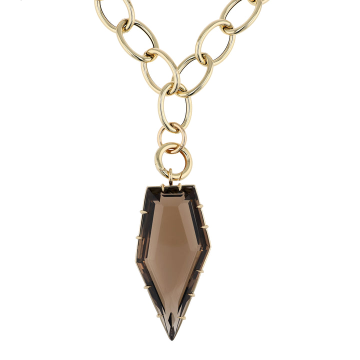 18K Yellow Gold Smoky Topaz Arrow Pendant