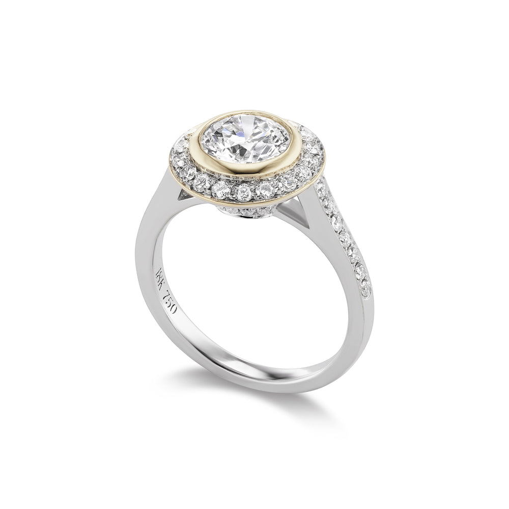 G Marie Exclusive 18K White Gold & Lab Grown Round Brilliant Cut Diamond Ring Side View