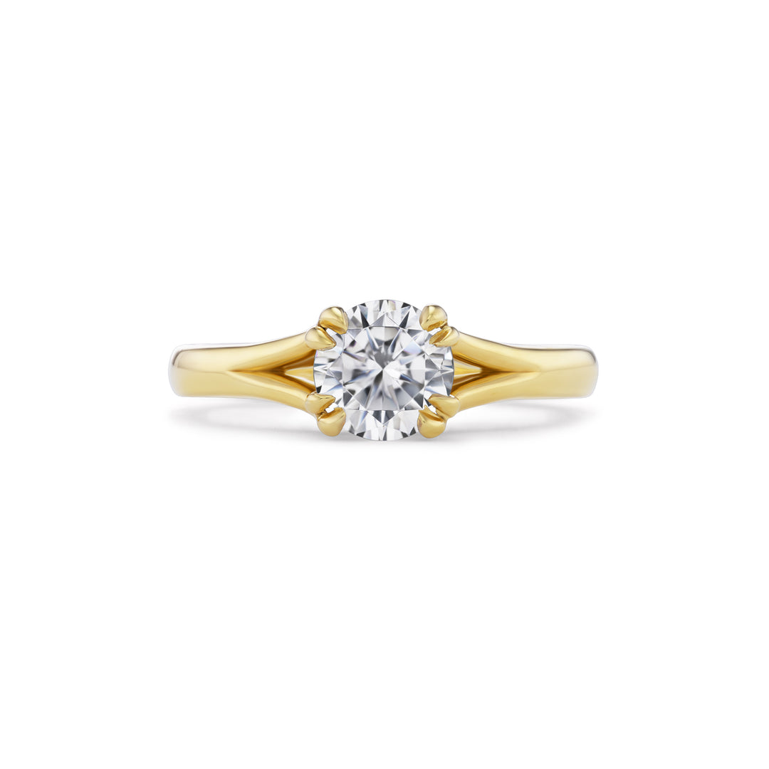 G Marie Exclusive: 18K Yellow Gold Solitaire Ring With Tulip Flower Head