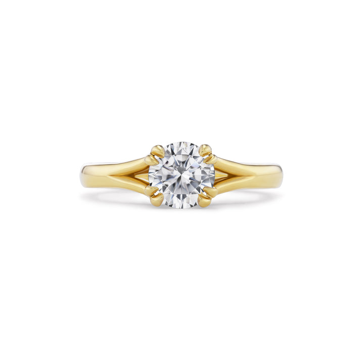 G Marie Exclusive: 18K Yellow Gold Solitaire Ring With Tulip Flower Head