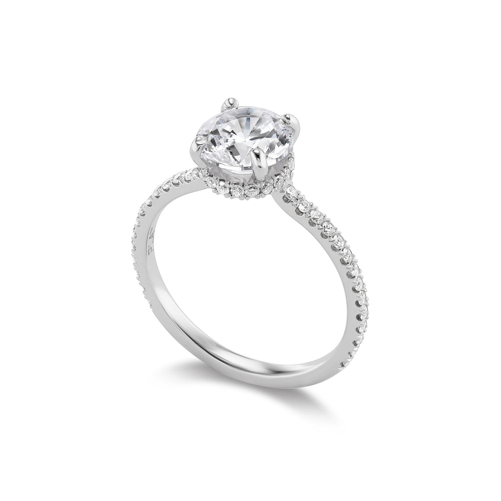 G Marie Exclusive Platinum & Diamond Ring for a 1.5 ct Side View