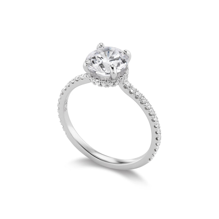 G Marie Exclusive Platinum & Diamond Ring for a 1.5 ct Side View