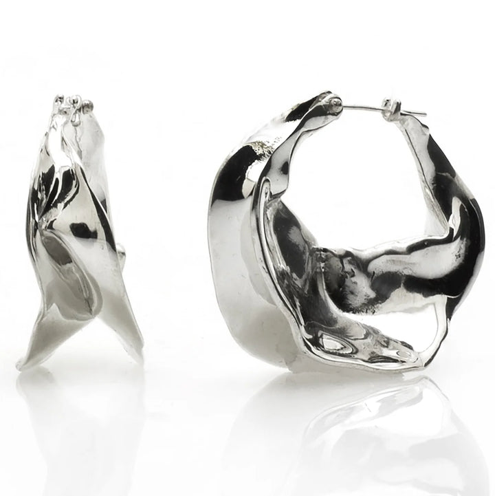 Sterling Silver "Georgia" Elevated Hoop Earrings