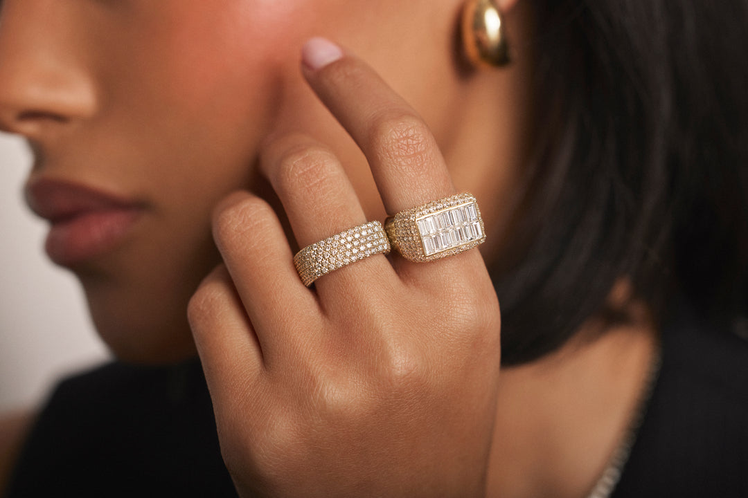 18K Yellow Gold Championship Ring with Baguette & Round Brilliant Diamonds