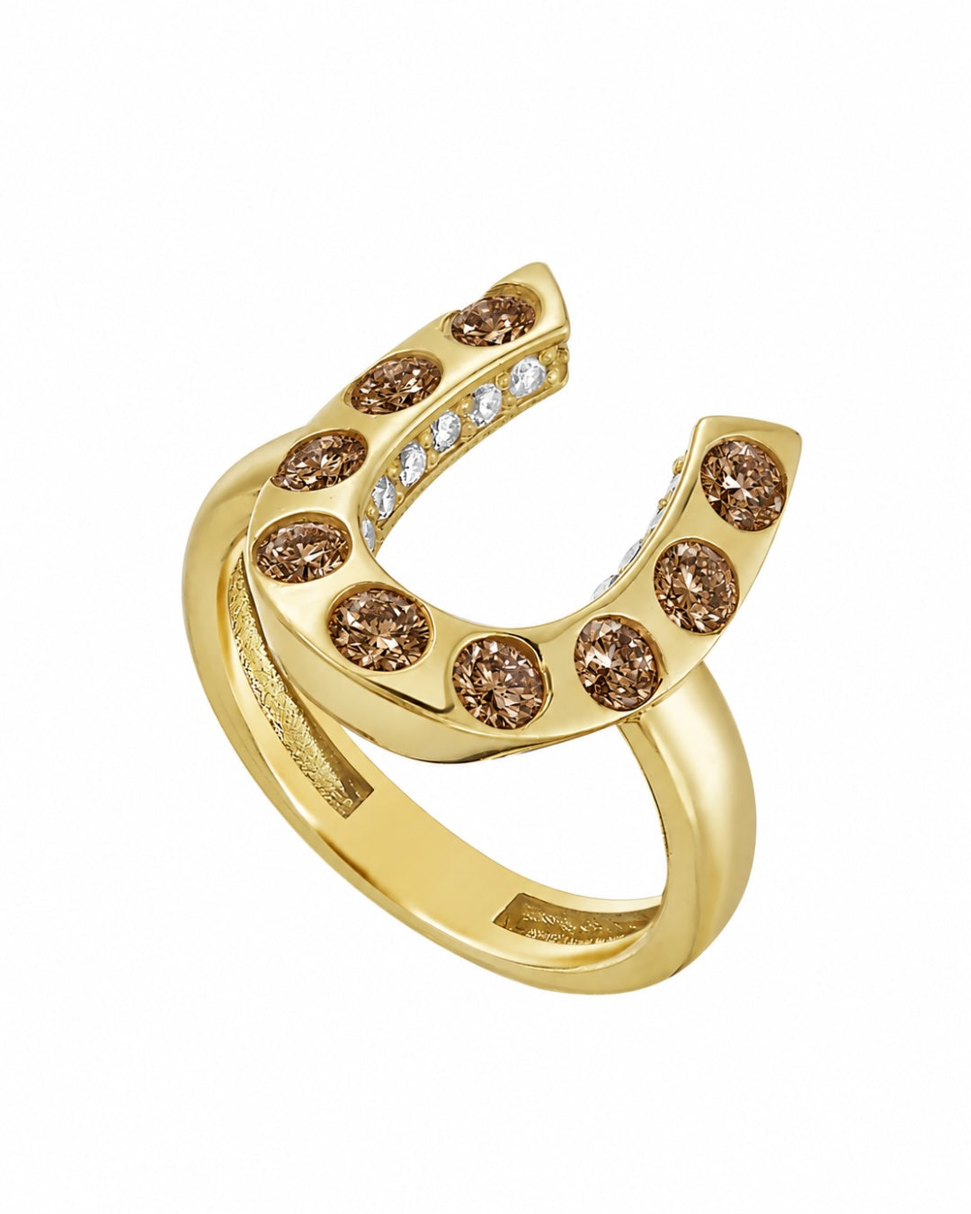 18K Yellow Gold Legacy Horseshoe Ring with White and Champagne Diamonds (1.35 cttw)