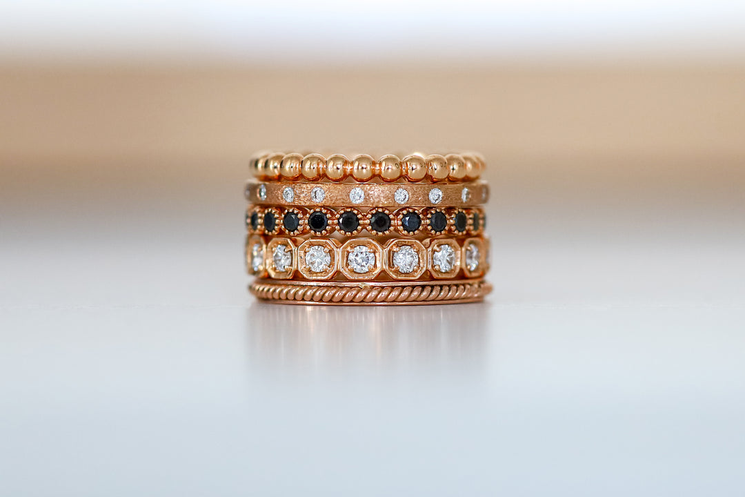 18K Rose Gold Bezel Set Black Diamond Band