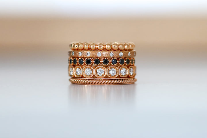 18K Rose Gold Bezel Set Black Diamond Band