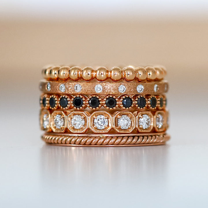 18K Rose Gold Channel Rope Band