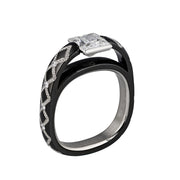 Knightsteel and Platinum Firemark Princess Cut Diamond Ring